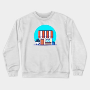 Shop Building Cartoon Vector Icon Illustration Crewneck Sweatshirt